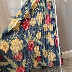 LuLaRoe Floral A-Line Skirt in Blue and Yellow